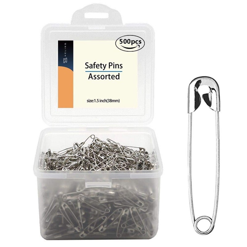 vrupin 1.5Inch/38mm Safety Pins Bulk (38mm-500pcs) - Image 1